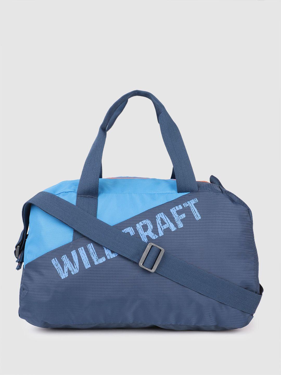 wildcraft unisex brand logo print colourblocked & houndstooth textured gym duffel bag