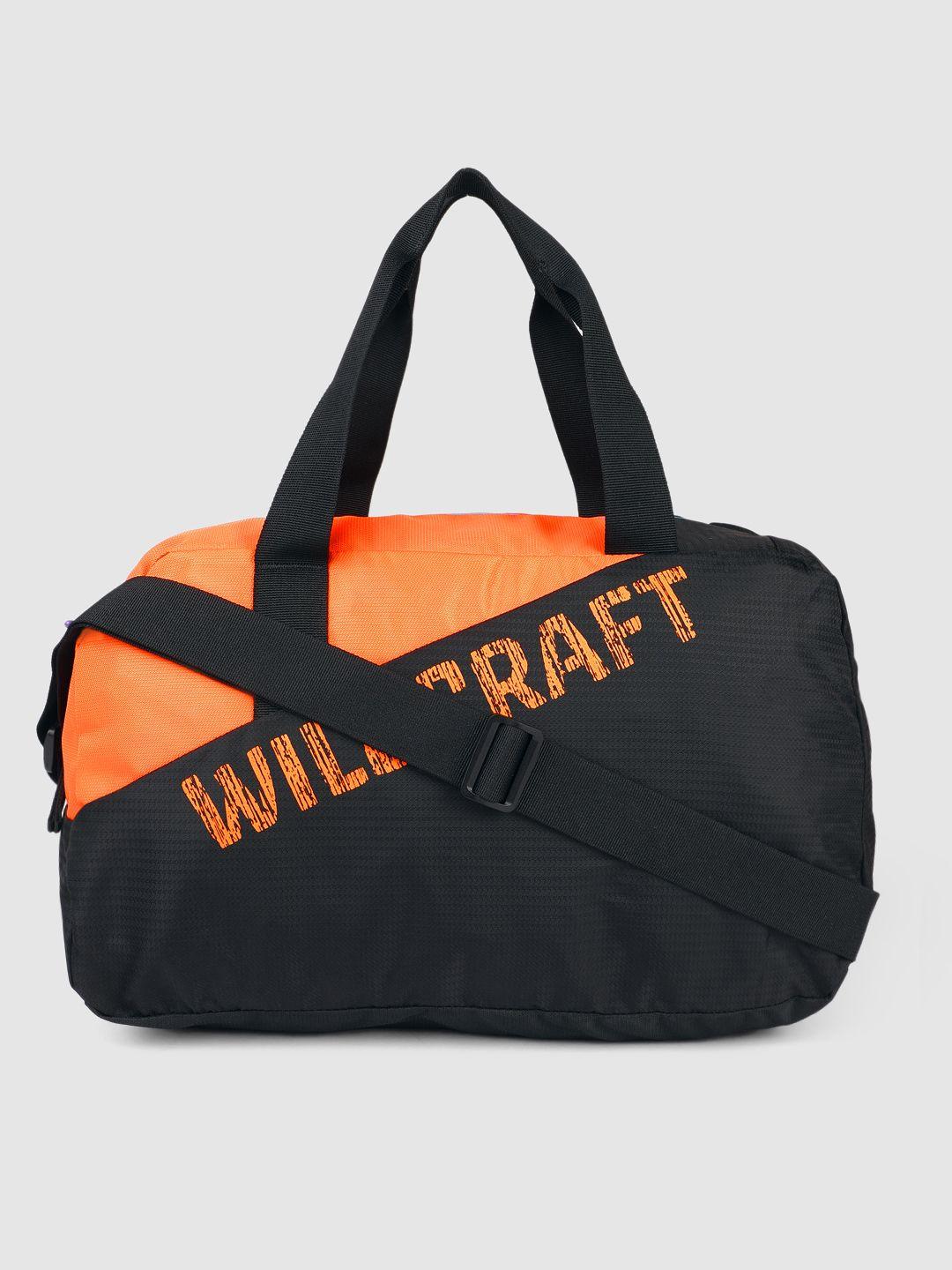 wildcraft unisex brand logo print colourblocked & houndstooth textured gym duffel bag