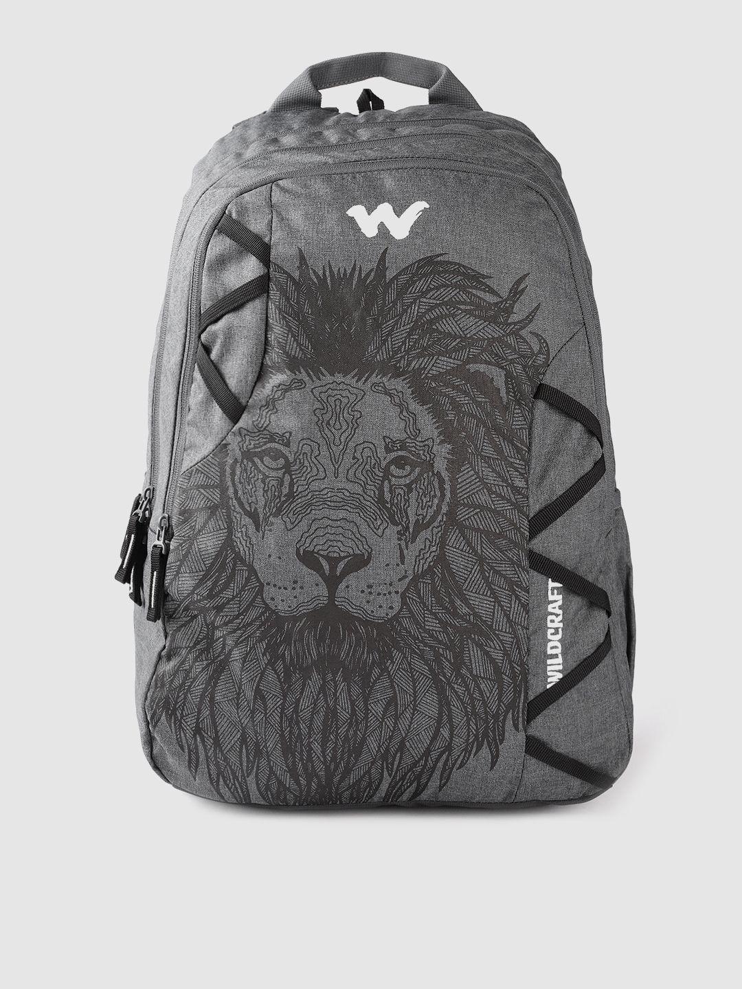 wildcraft unisex charcoal grey & black graphic print backpack 21.7 l