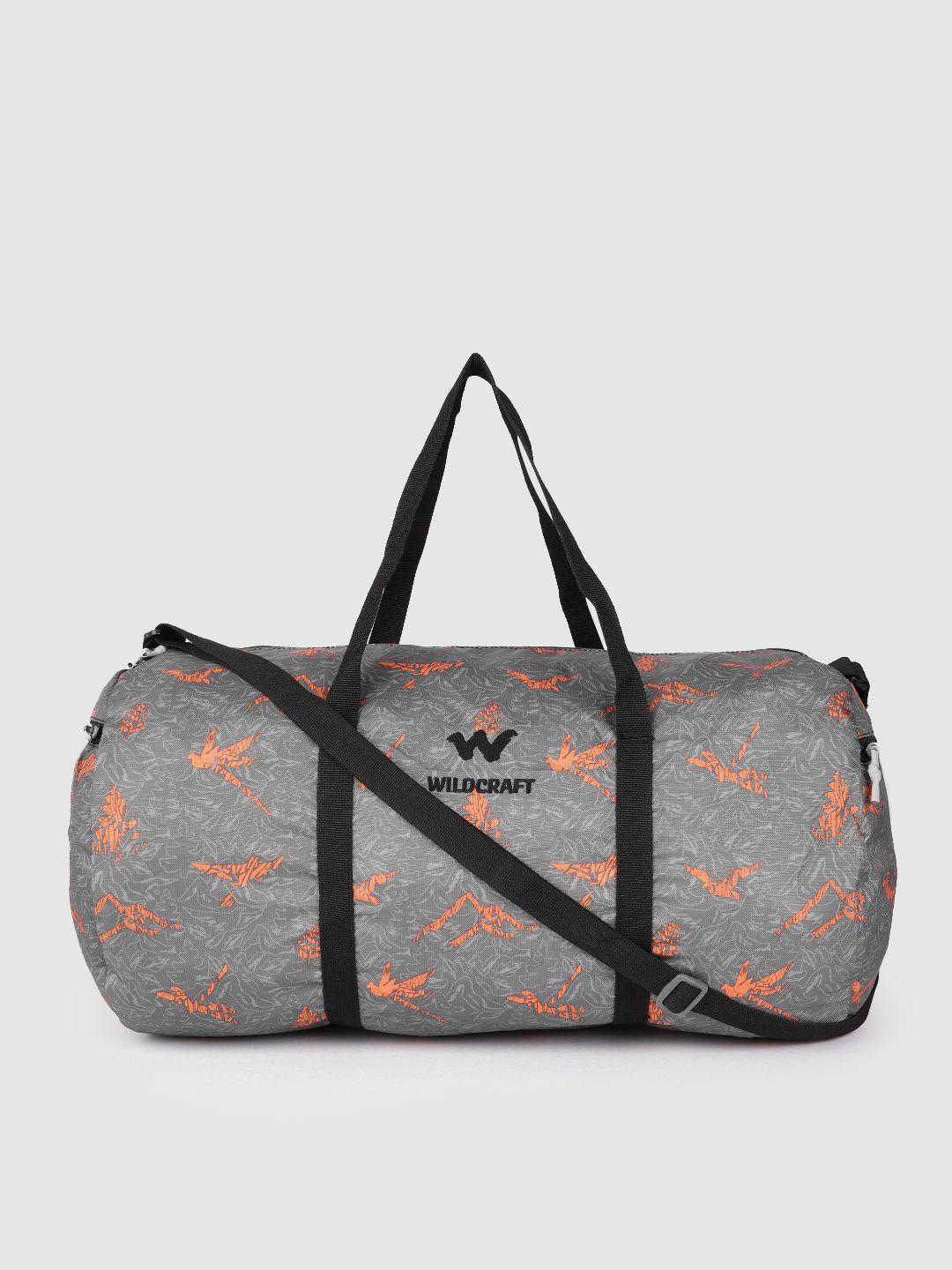 wildcraft unisex grey & orange printed duff 2 duffel bag