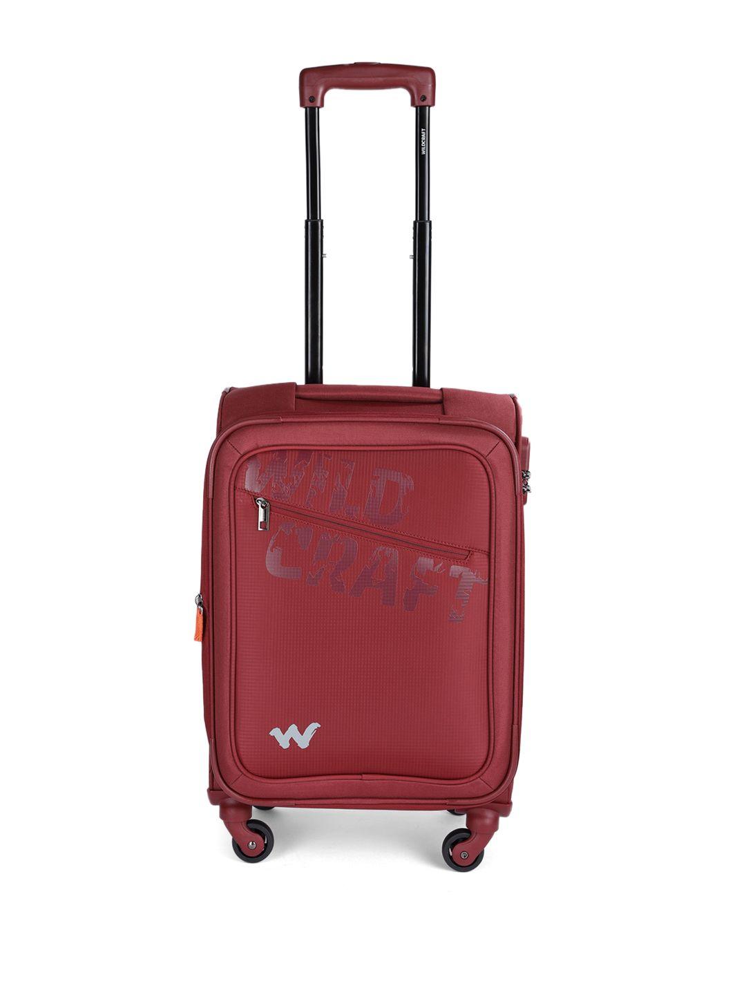 wildcraft unisex maroon soft brand logo print icarus cabin trolley suitcase