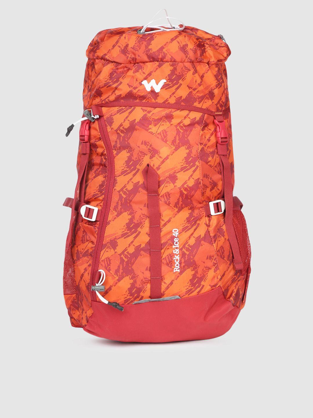 wildcraft unisex orange printed rock & ice 40 rucksack