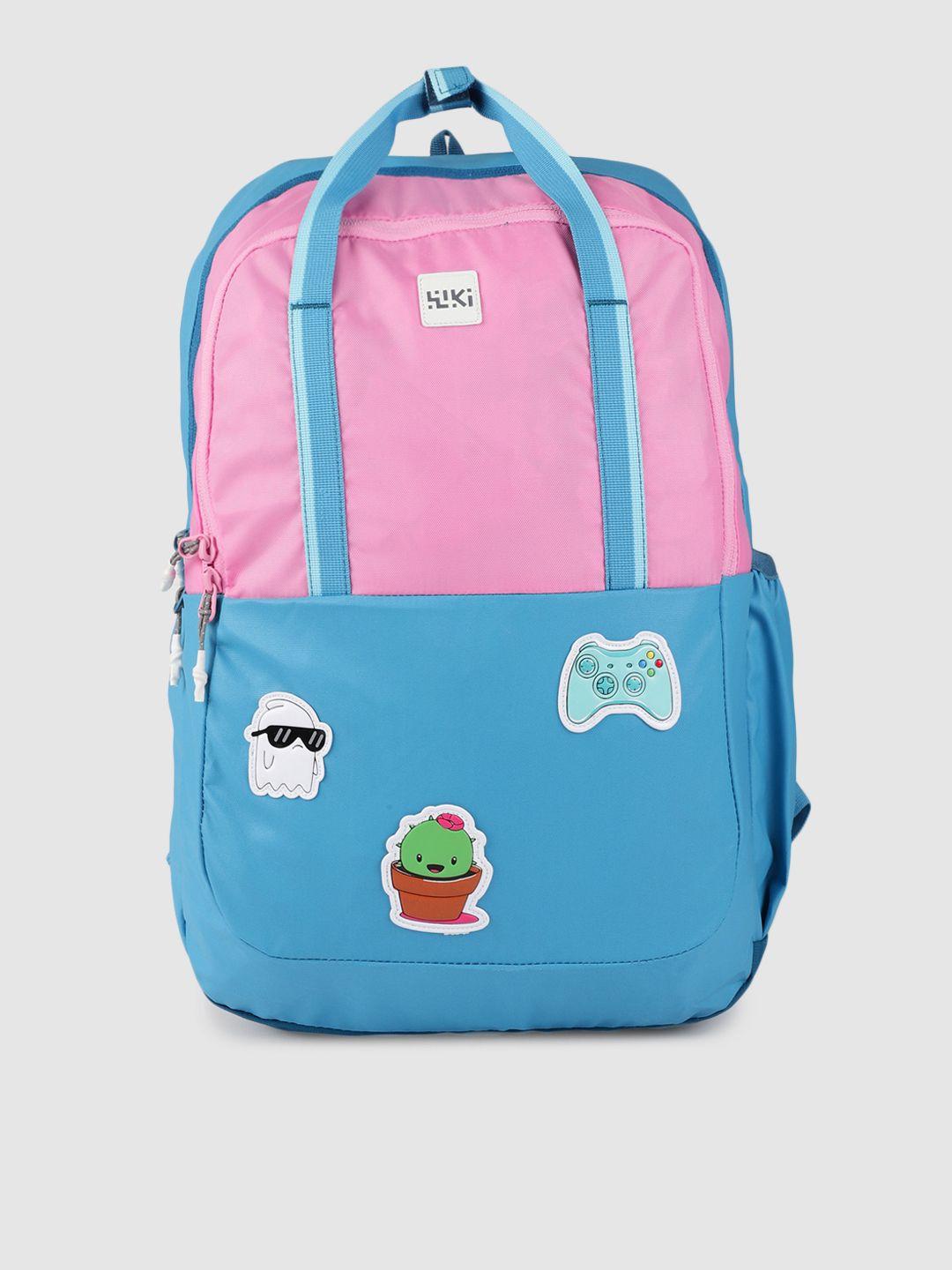 wildcraft unisex pink & blue colourblocked wiki champ 4+ badges backpack