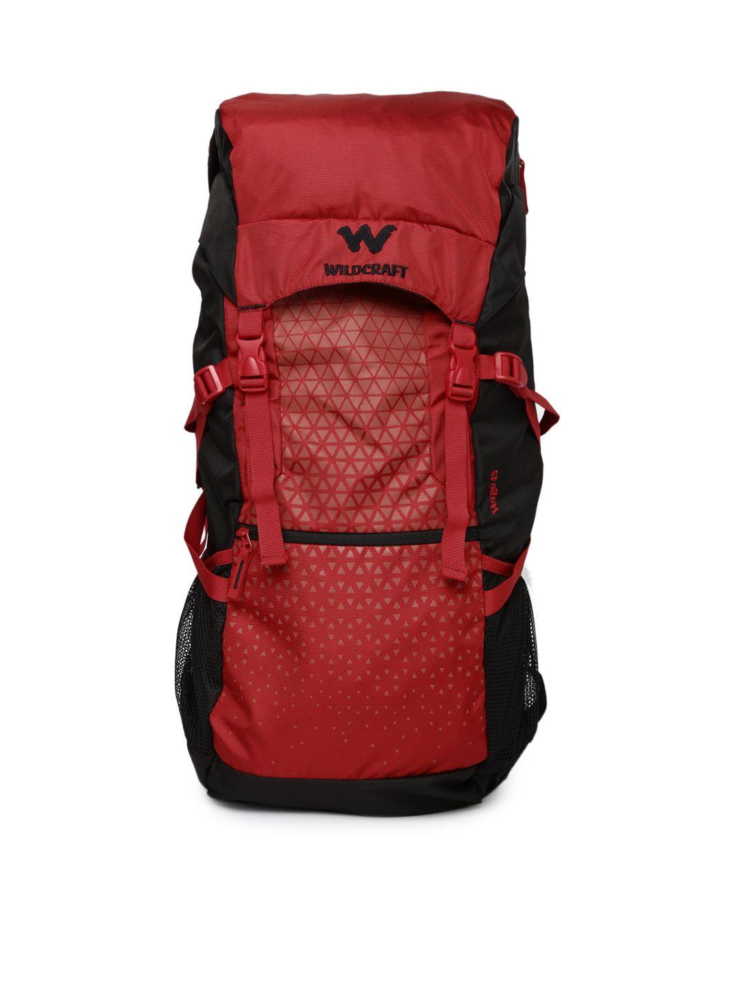 wildcraft unisex red & black printed verge 45 rucksack