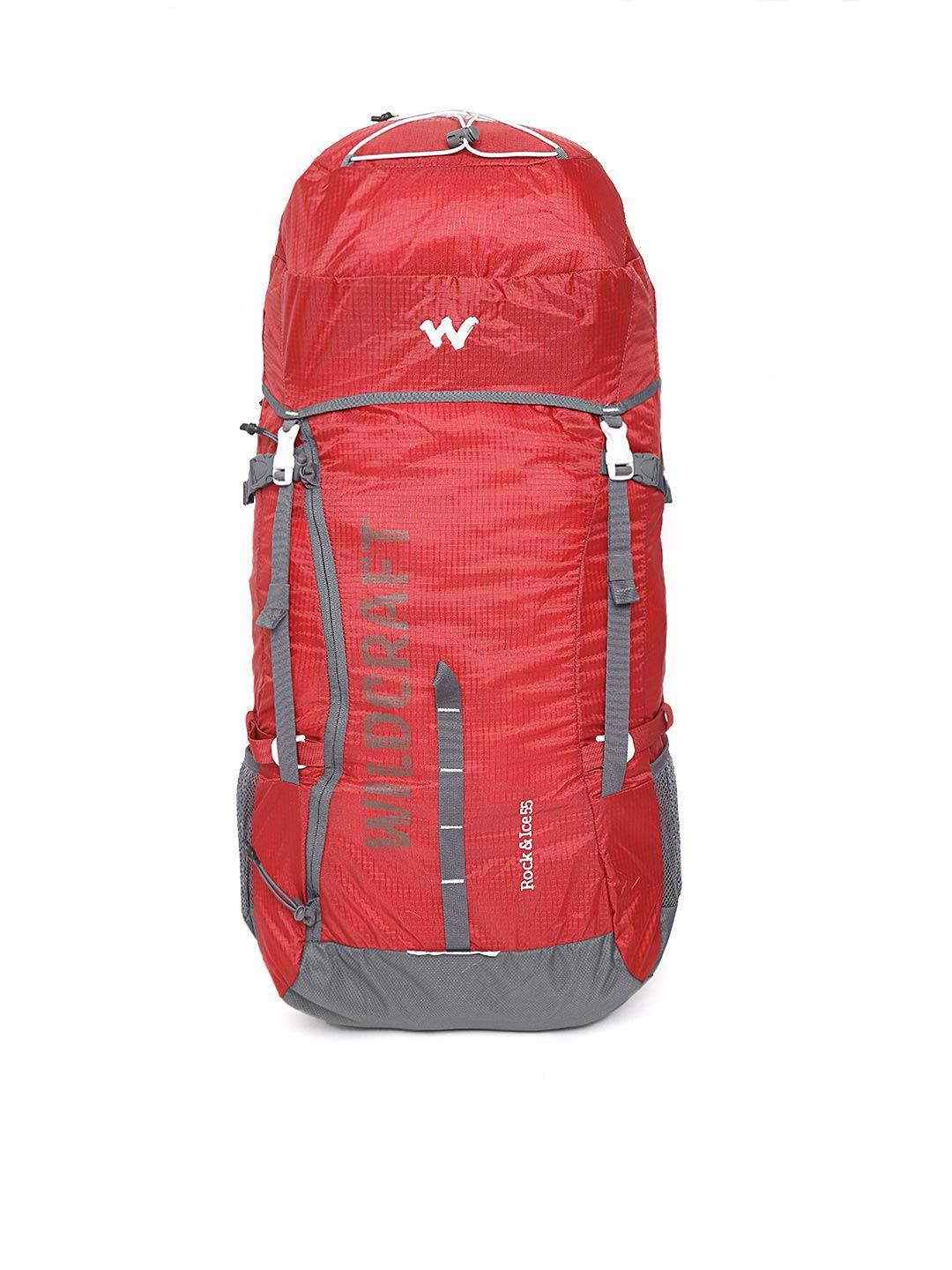 wildcraft unisex red & grey rock & ice 55 brand logo rucksack