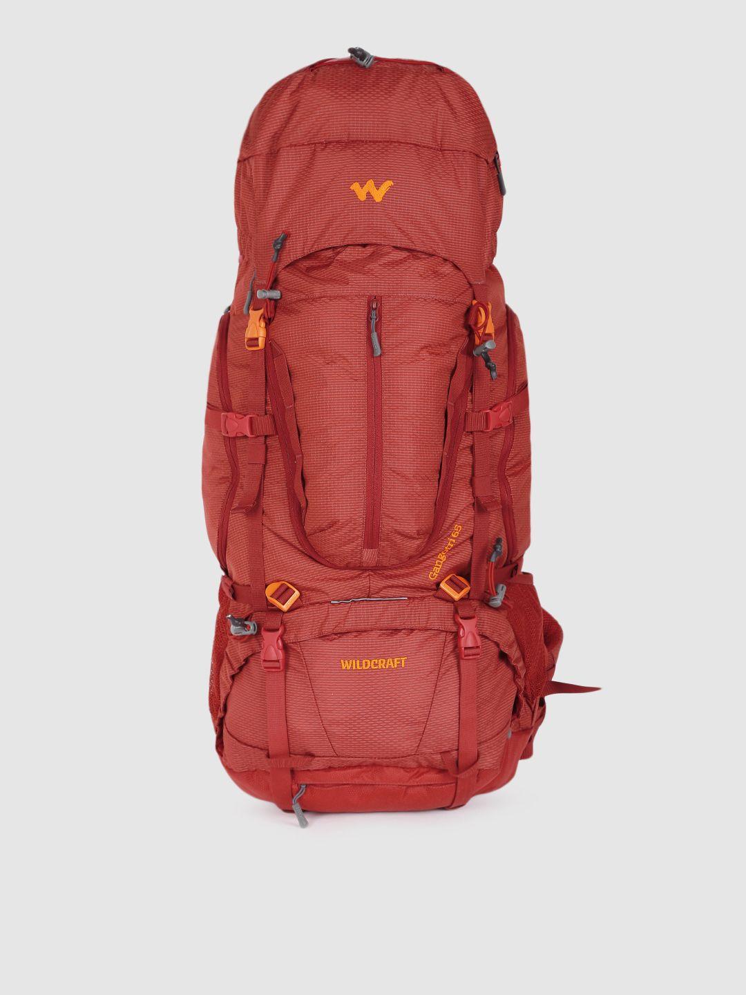 wildcraft unisex red solid gangotri 65 rucksack with rain cover