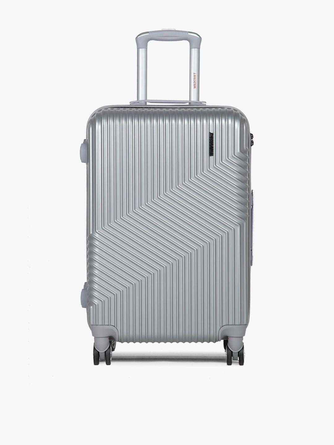 wildcraft unisex silver-toned textured hard-sided cabin trolley suitcase