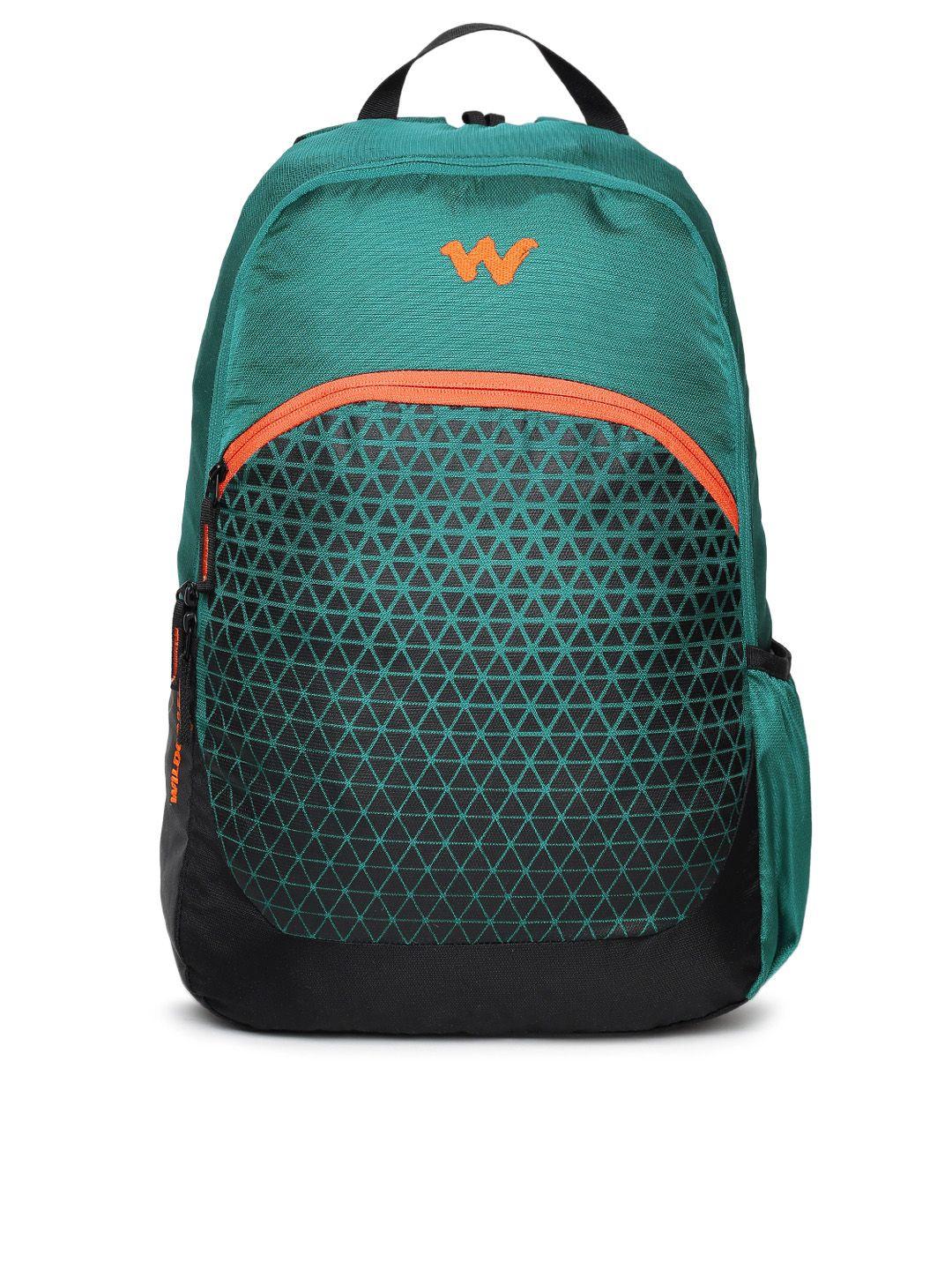 wildcraft unisex teal & black geometric backpack