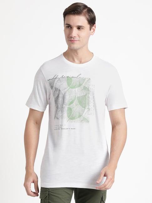 wildcraft white cotton regular fit printed t-shirt