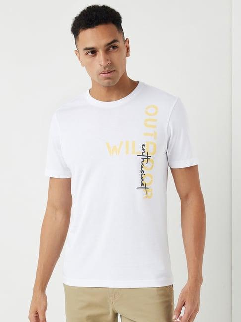 wildcraft white cotton regular fit printed t-shirt