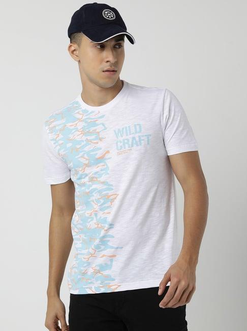 wildcraft white cotton regular fit printed t-shirt