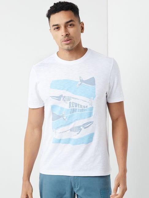 wildcraft white cotton regular fit printed t-shirt