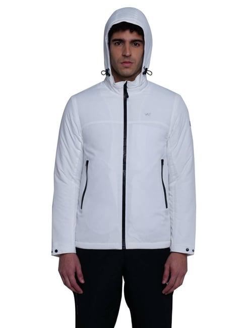 wildcraft white regular fit hooded jacket