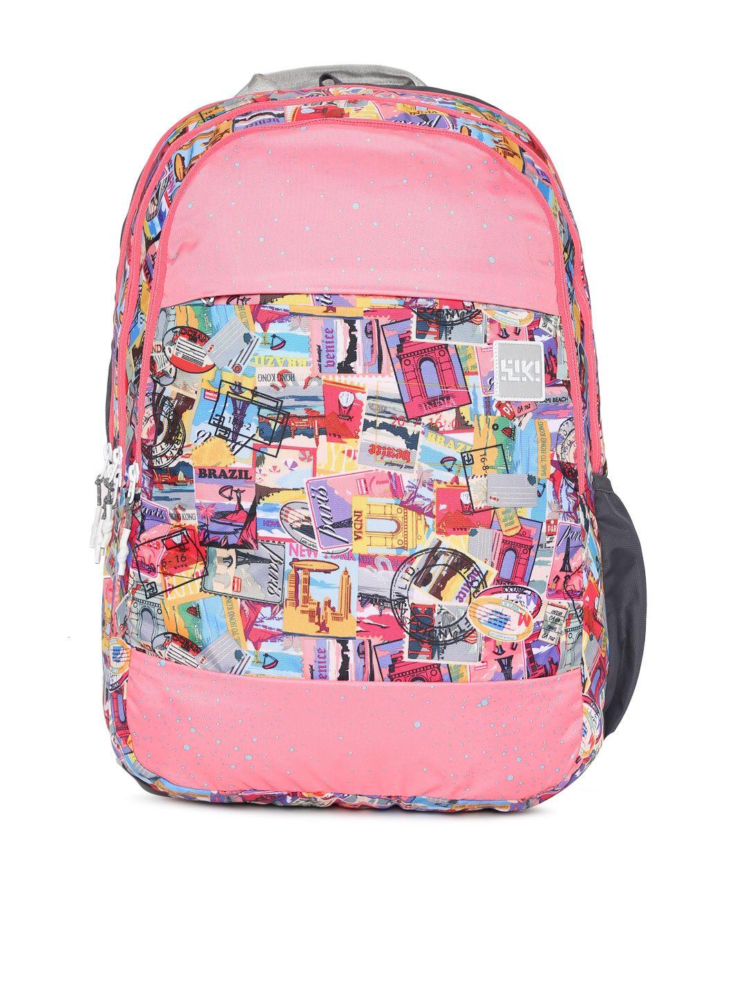 wildcraft wiki 5 stamp unisex pink graphic backpack