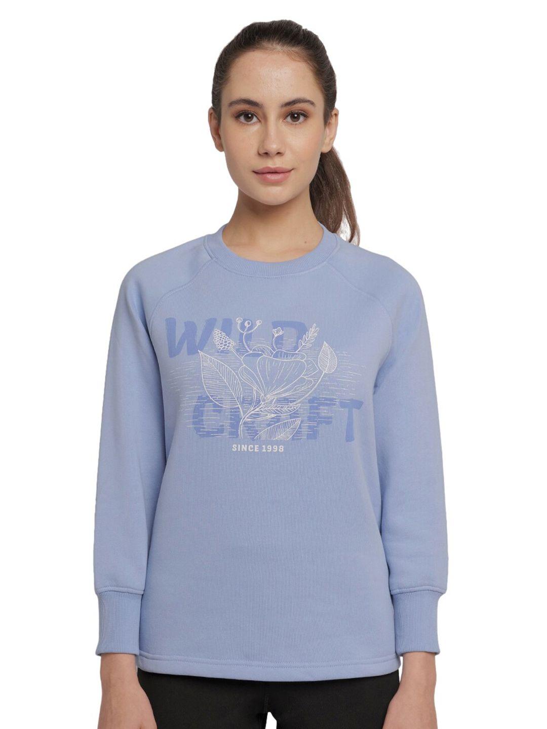 wildcraft women blue printed cotton sweatshirt