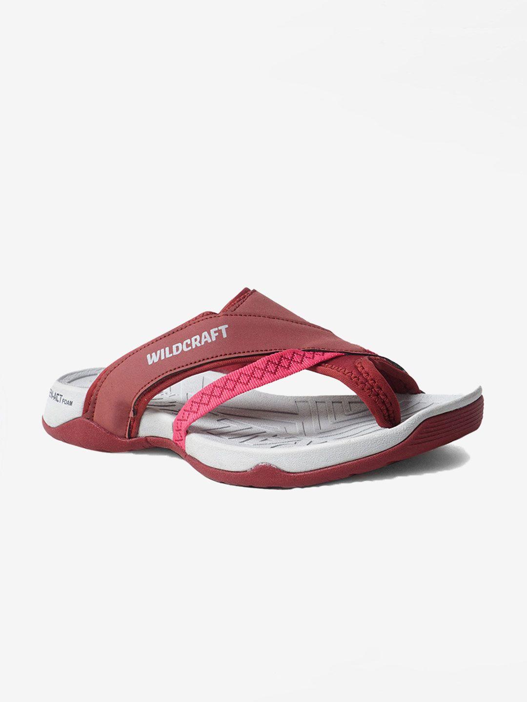 wildcraft women maroon & grey solid thong flip-flops