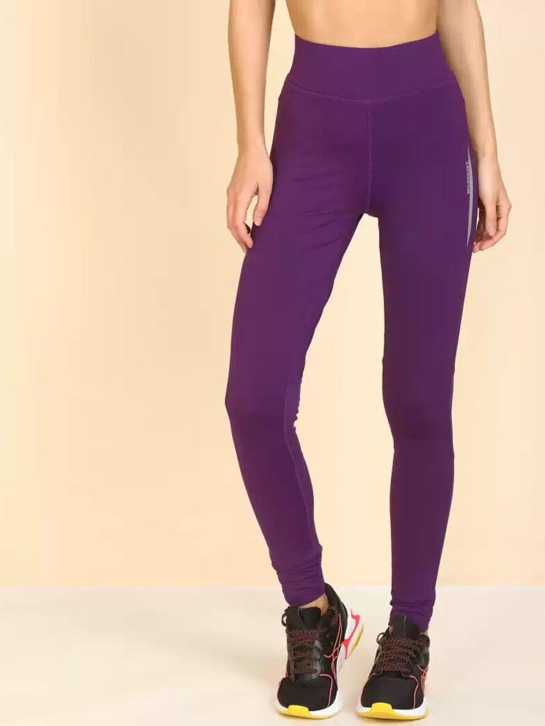 wildcraft women purple solid sports tights