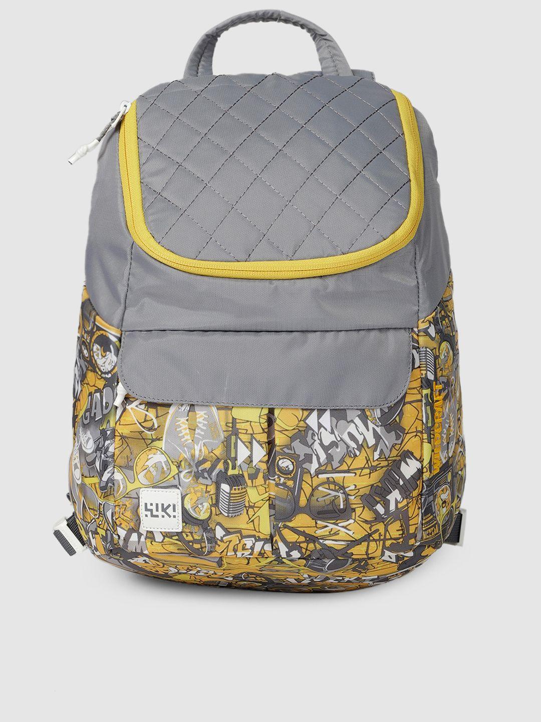 wildcraft women yellow & grey graphic backpack