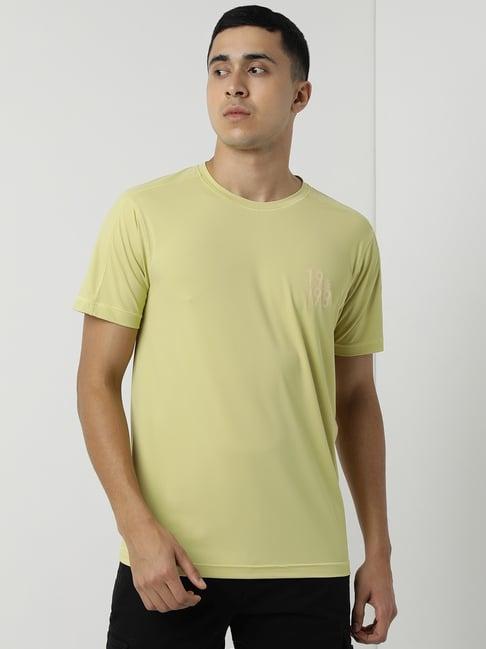 wildcraft yellow cotton regular fit printed t-shirt