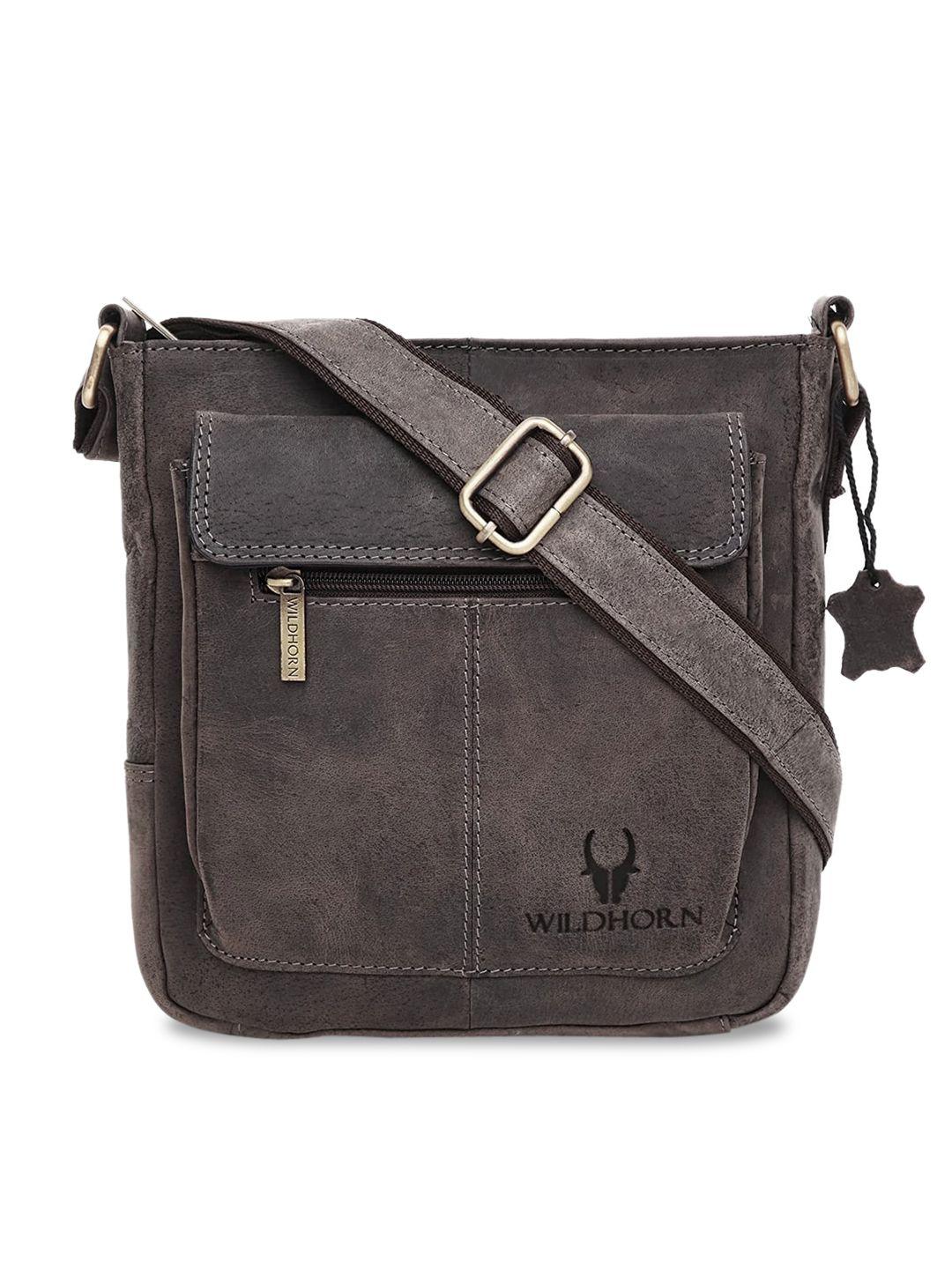 wildhorn grey textured leather bucket sling bag