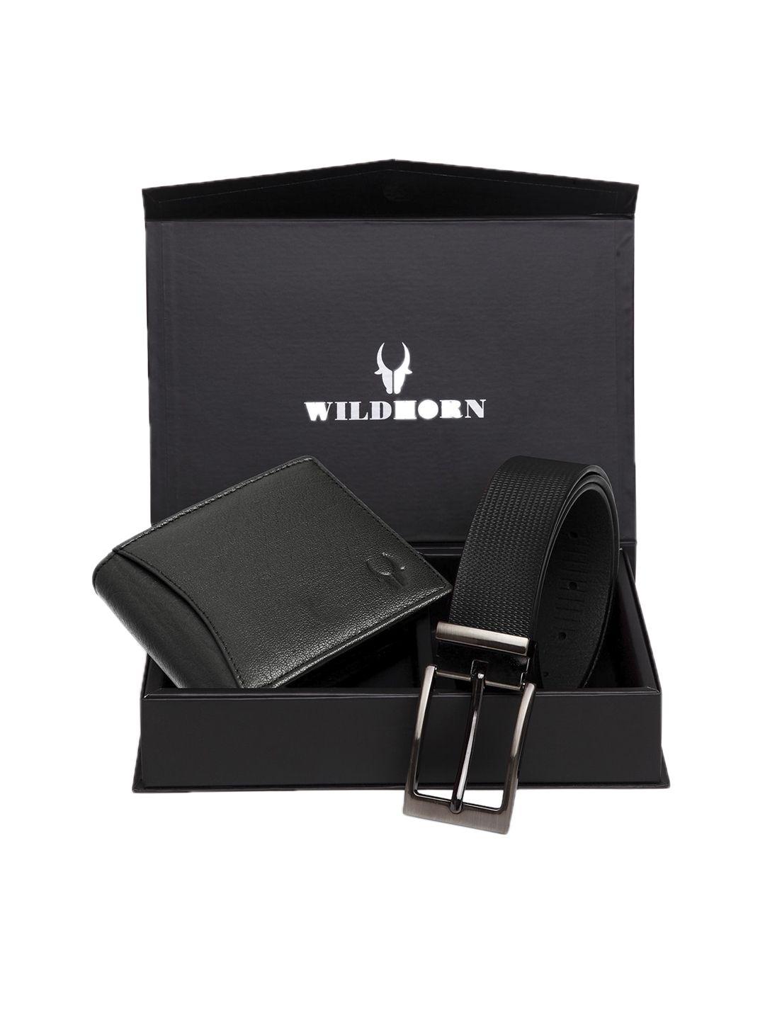 wildhorn men black rfid protected genuine leather accessory gift set