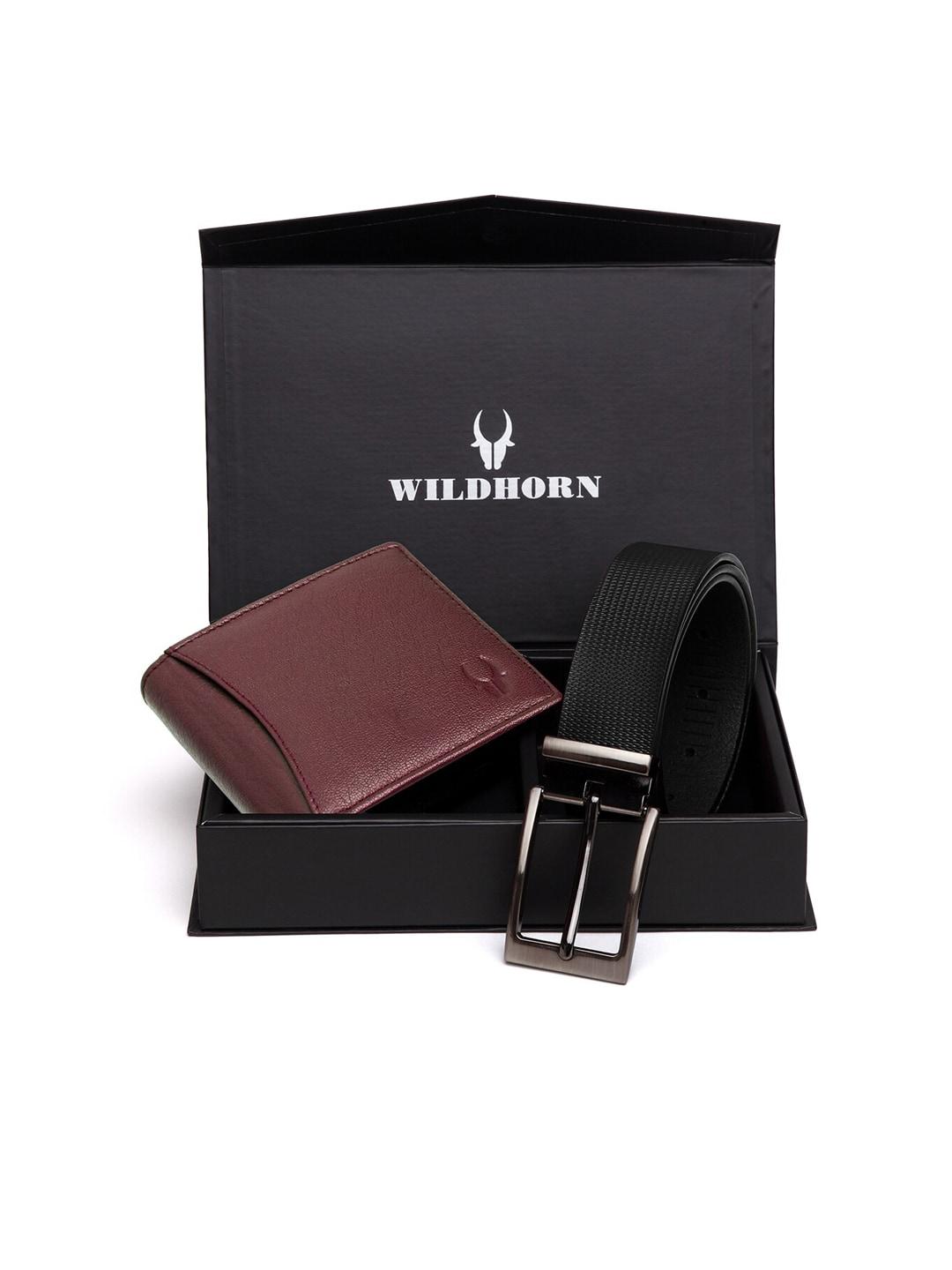 wildhorn men brown & black rfid protected genuine leather accessory gift set