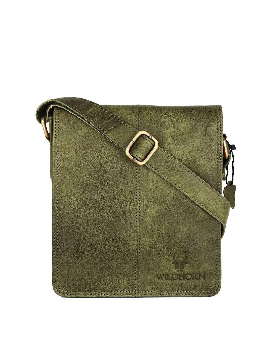 wildhorn men green messenger bag