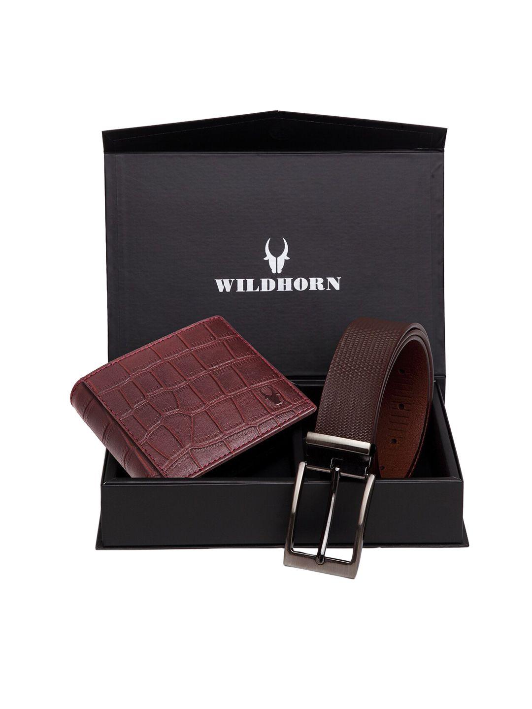 wildhorn men maroon rfid protected genuine leather accessory gift set