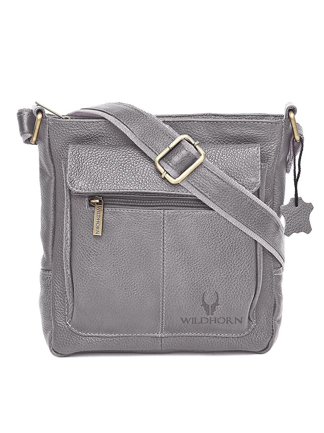 wildhorn grey leather structured sling bag