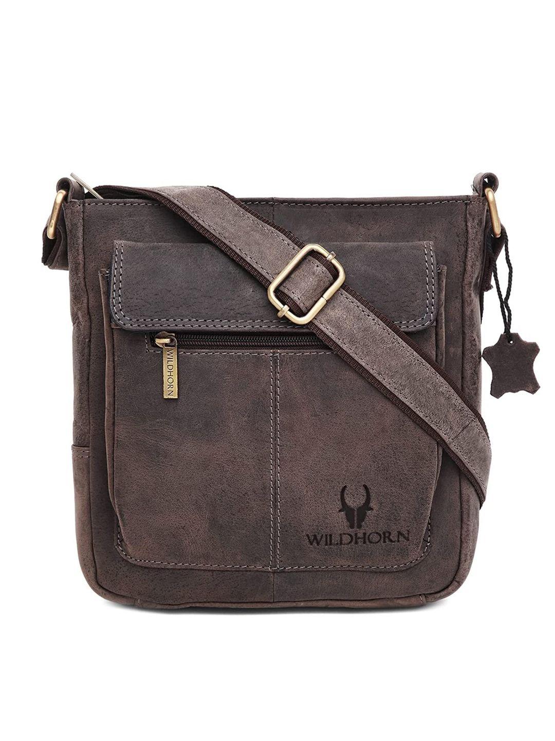 wildhorn grey textured leather sling bag