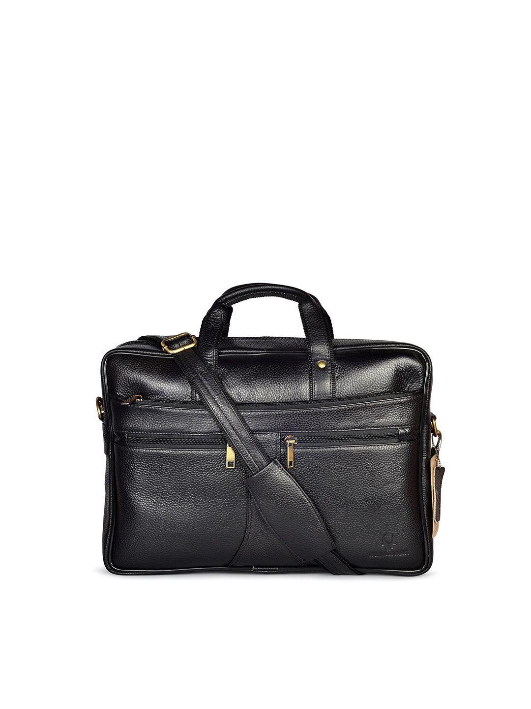 wildhorn men black textured genuine leather 15 inch laptop bag