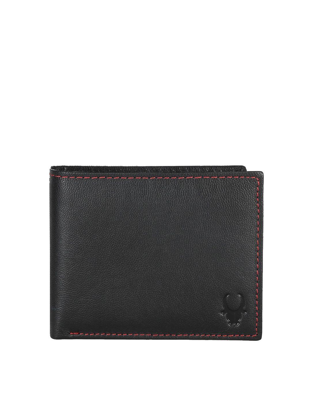 wildhorn men black textured genuine leather rfid two fold wallet