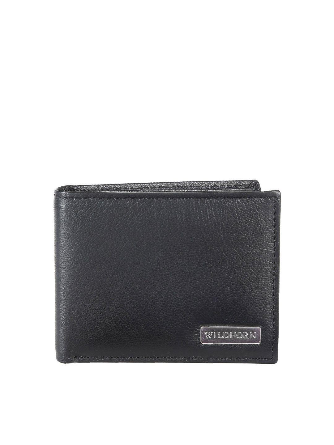 wildhorn men black textured genuine leather rfid two fold wallet