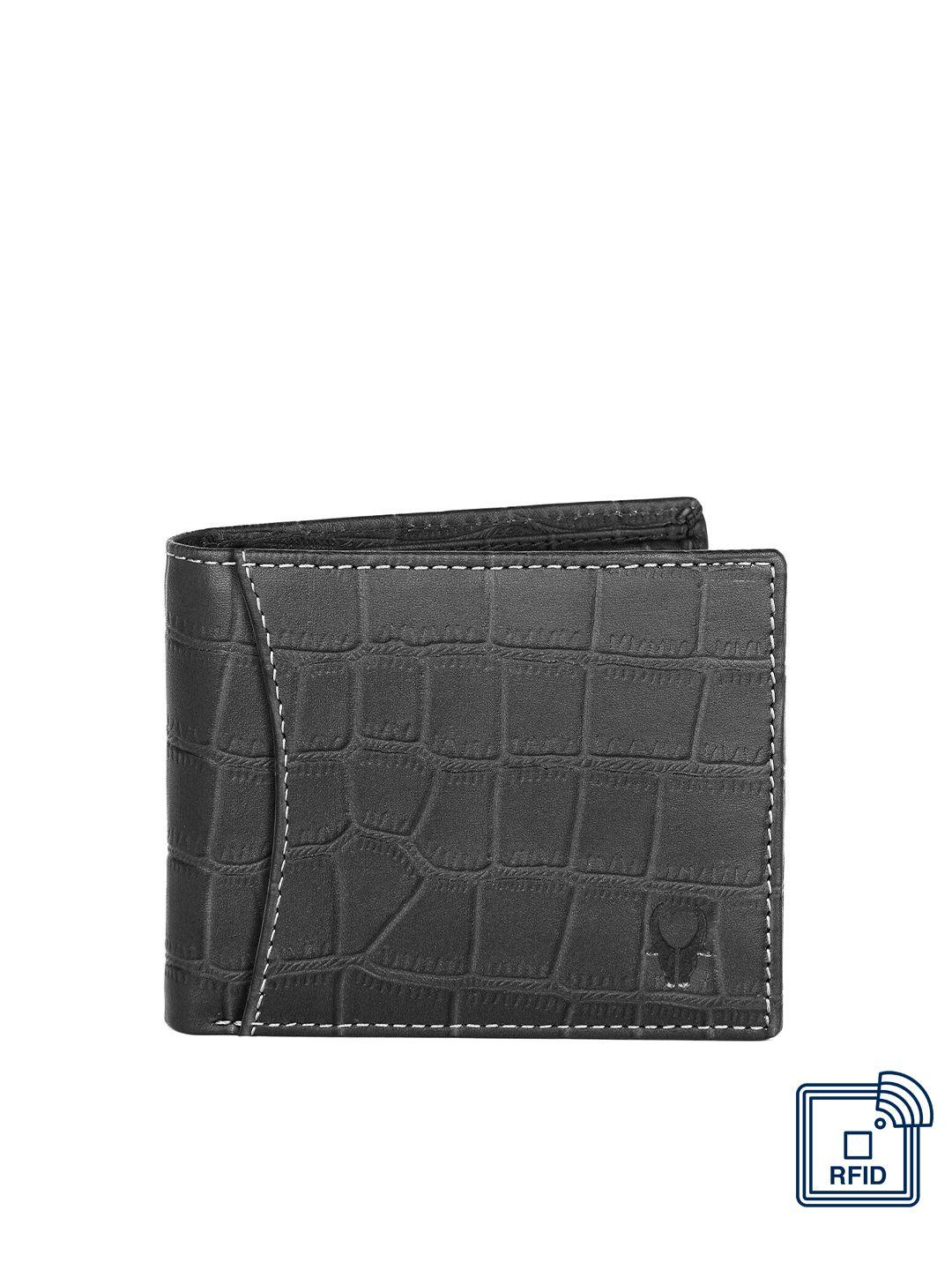 wildhorn men black textured rfid leather two fold wallet