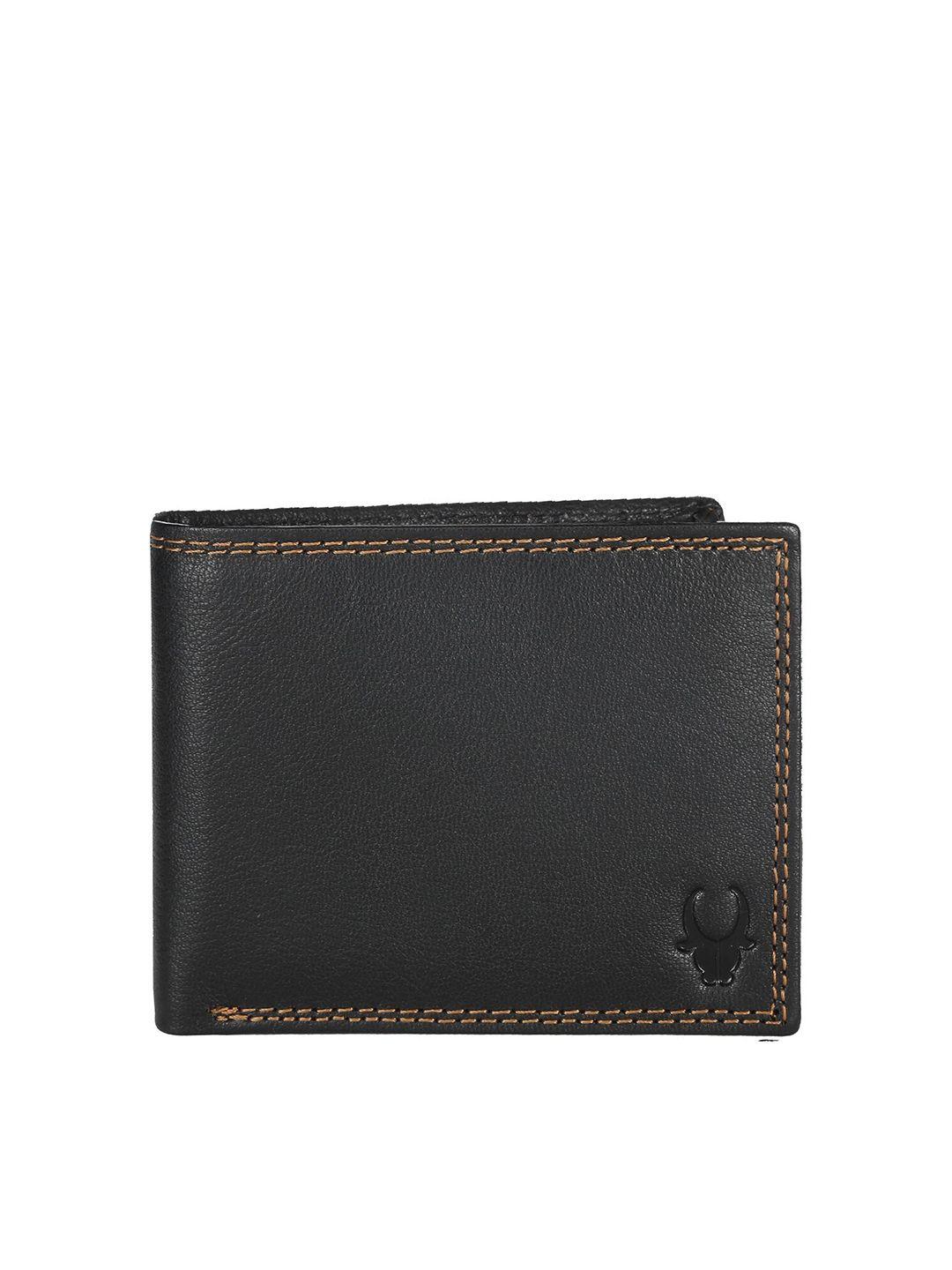 wildhorn men black textured two fold wallet