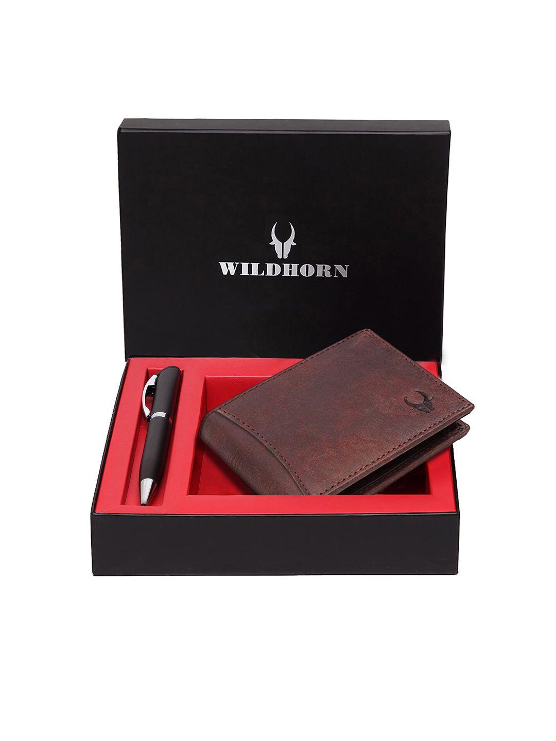 wildhorn men brown & black rfid protected genuine leather accessory gift set