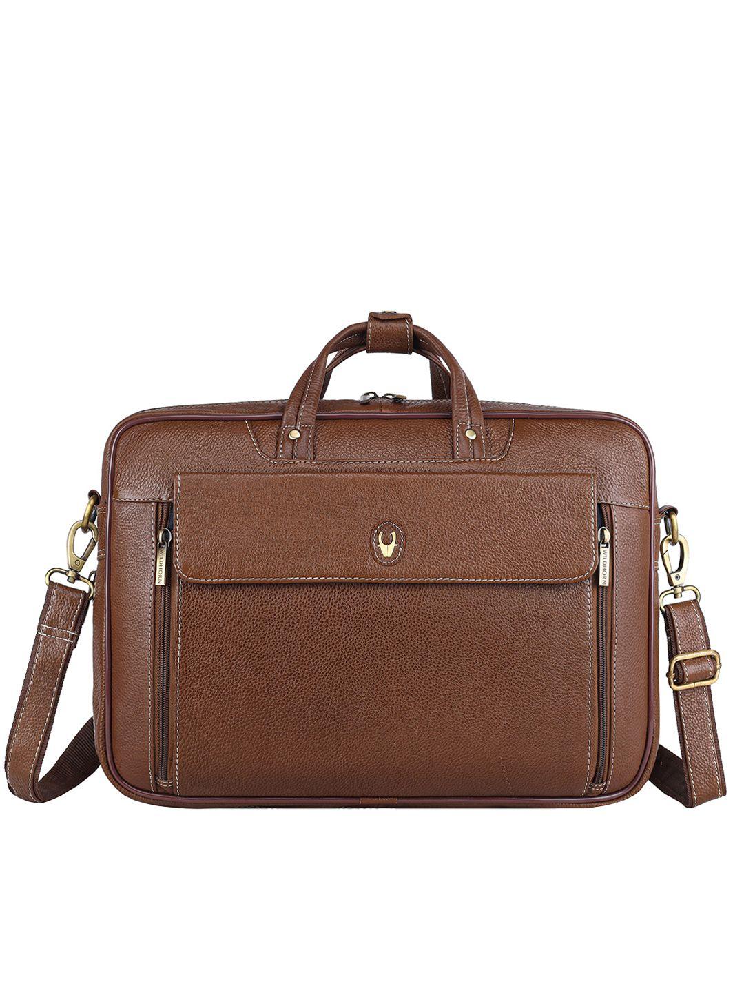 wildhorn men brown & green detachable sling bag leather laptop bag