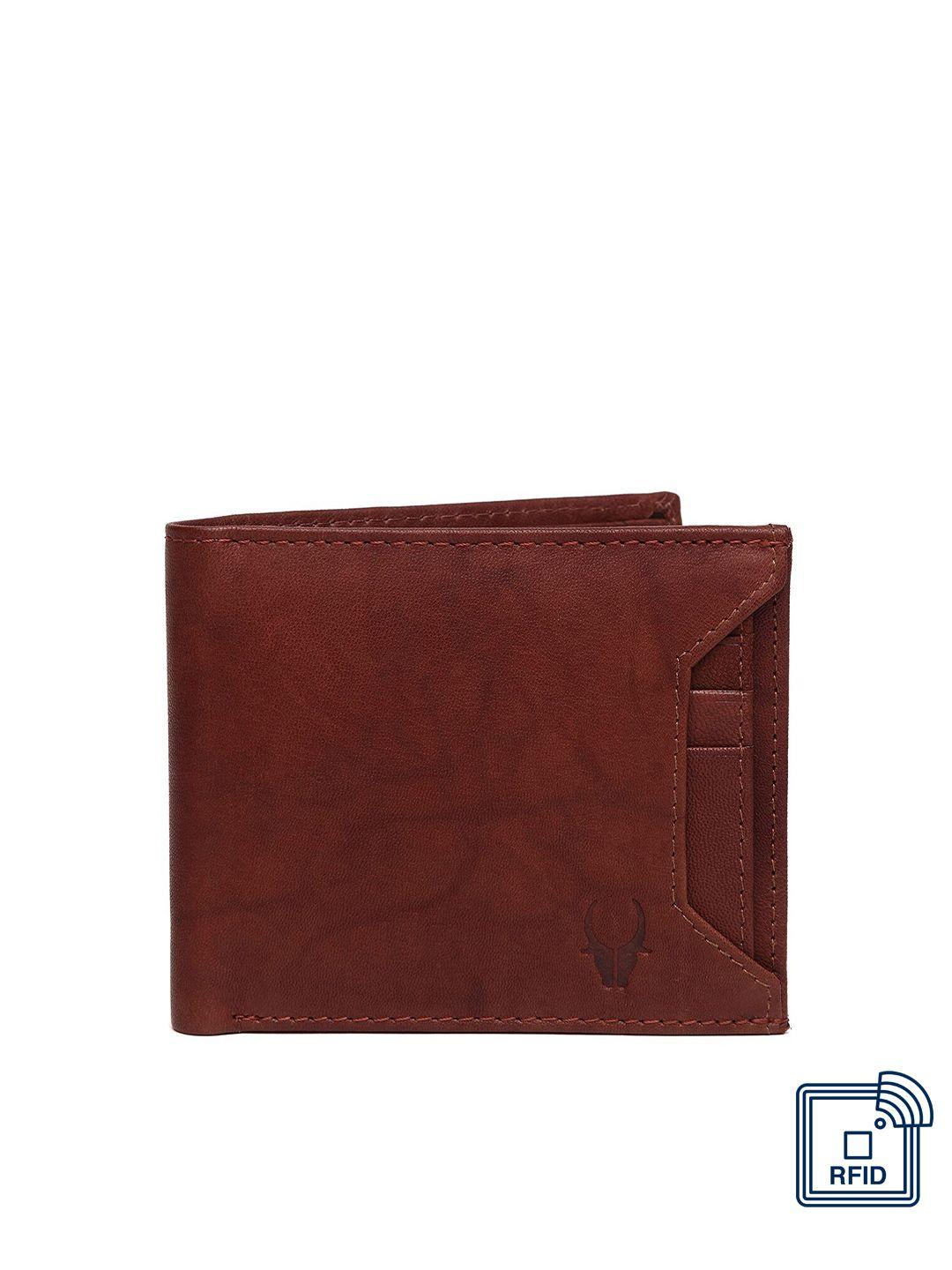 wildhorn men brown solid leather rfid protected two fold wallet