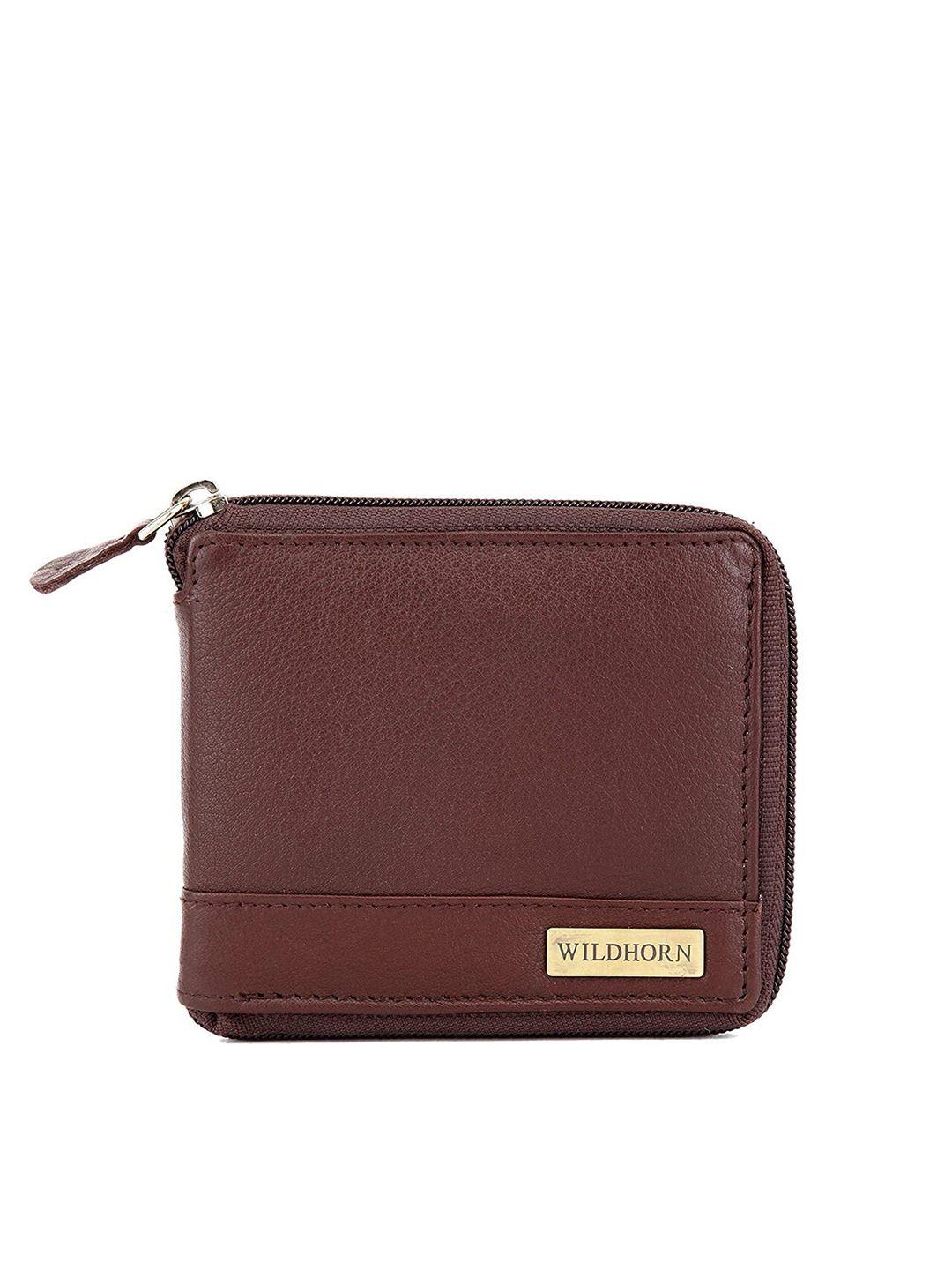 wildhorn men brown textured leather rfid protected zip around wallet