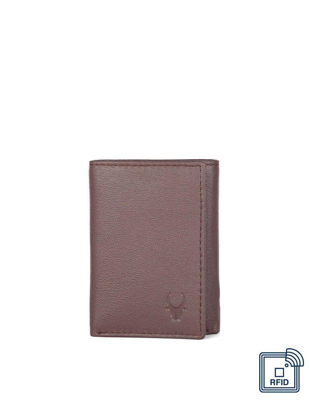 wildhorn men brown textured rfid protected genuine leather three fold wallet