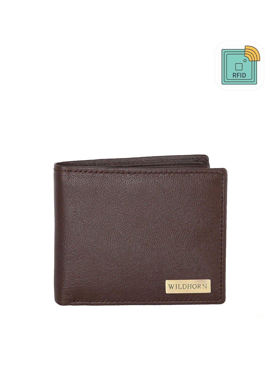 wildhorn men brown textured two fold wallet