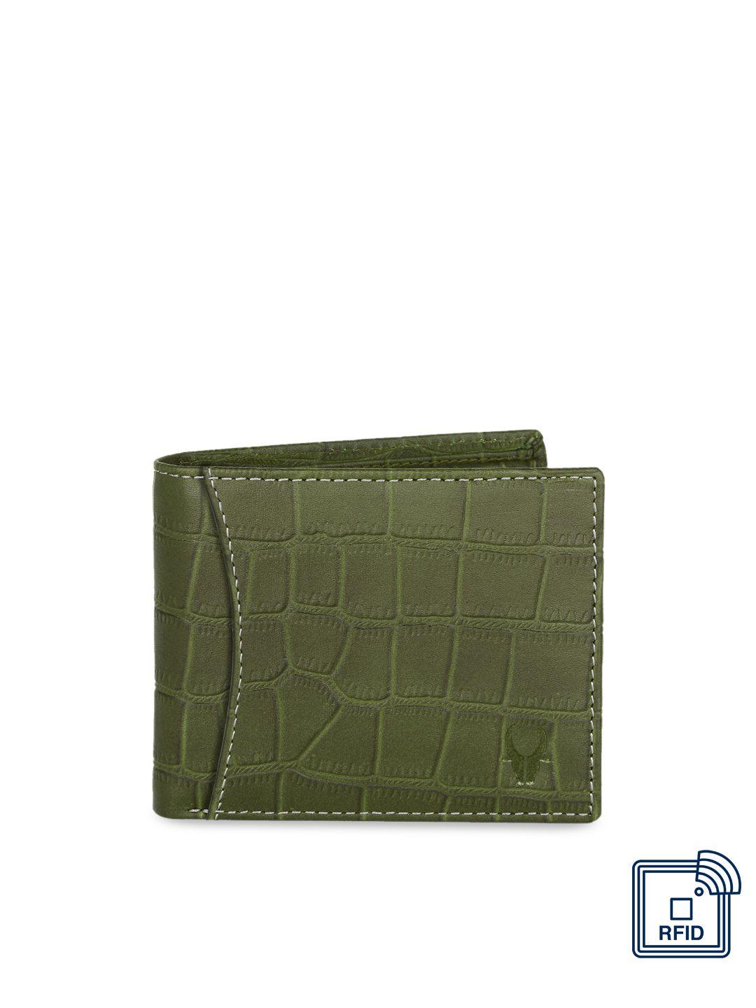 wildhorn men green textured rfid protected genuine leather two fold wallet