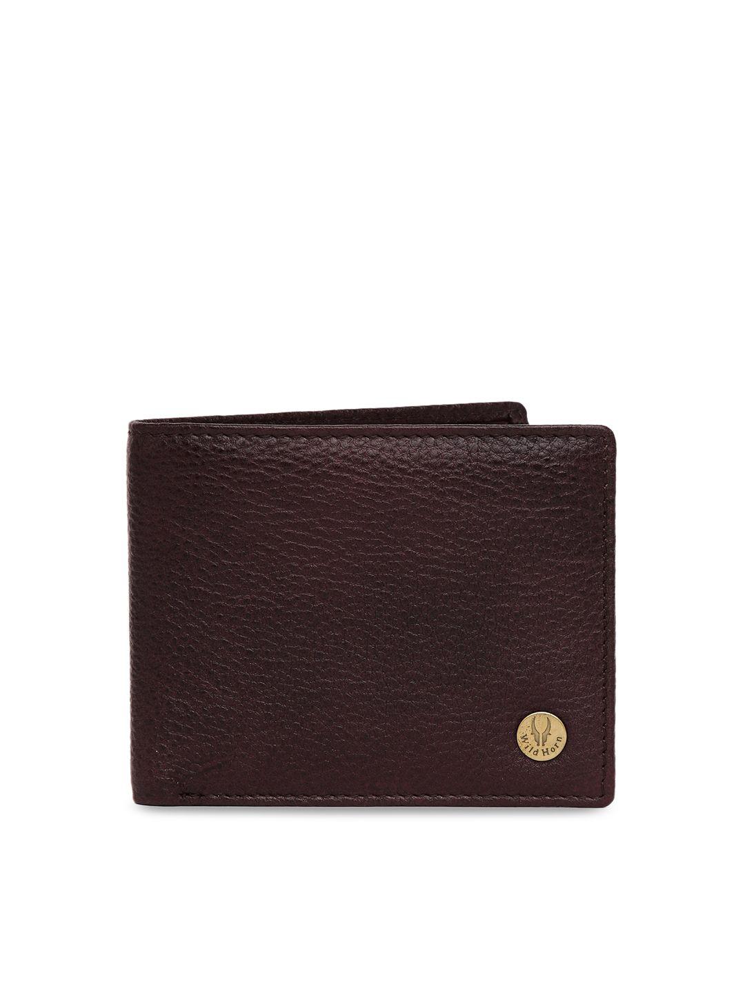wildhorn men maroon solid genuine leather two fold wallet