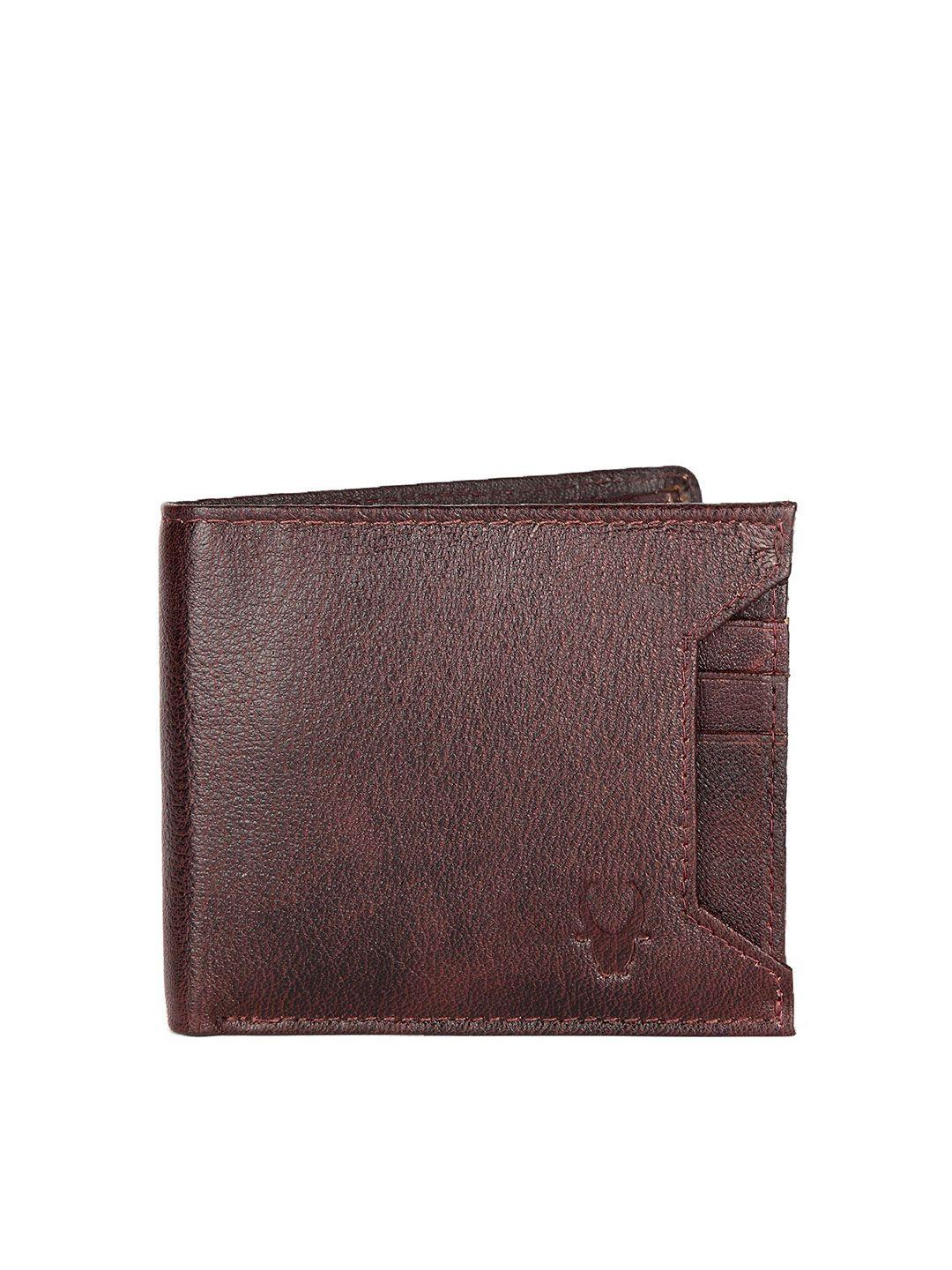 wildhorn men maroon solid rfid leather two fold wallet