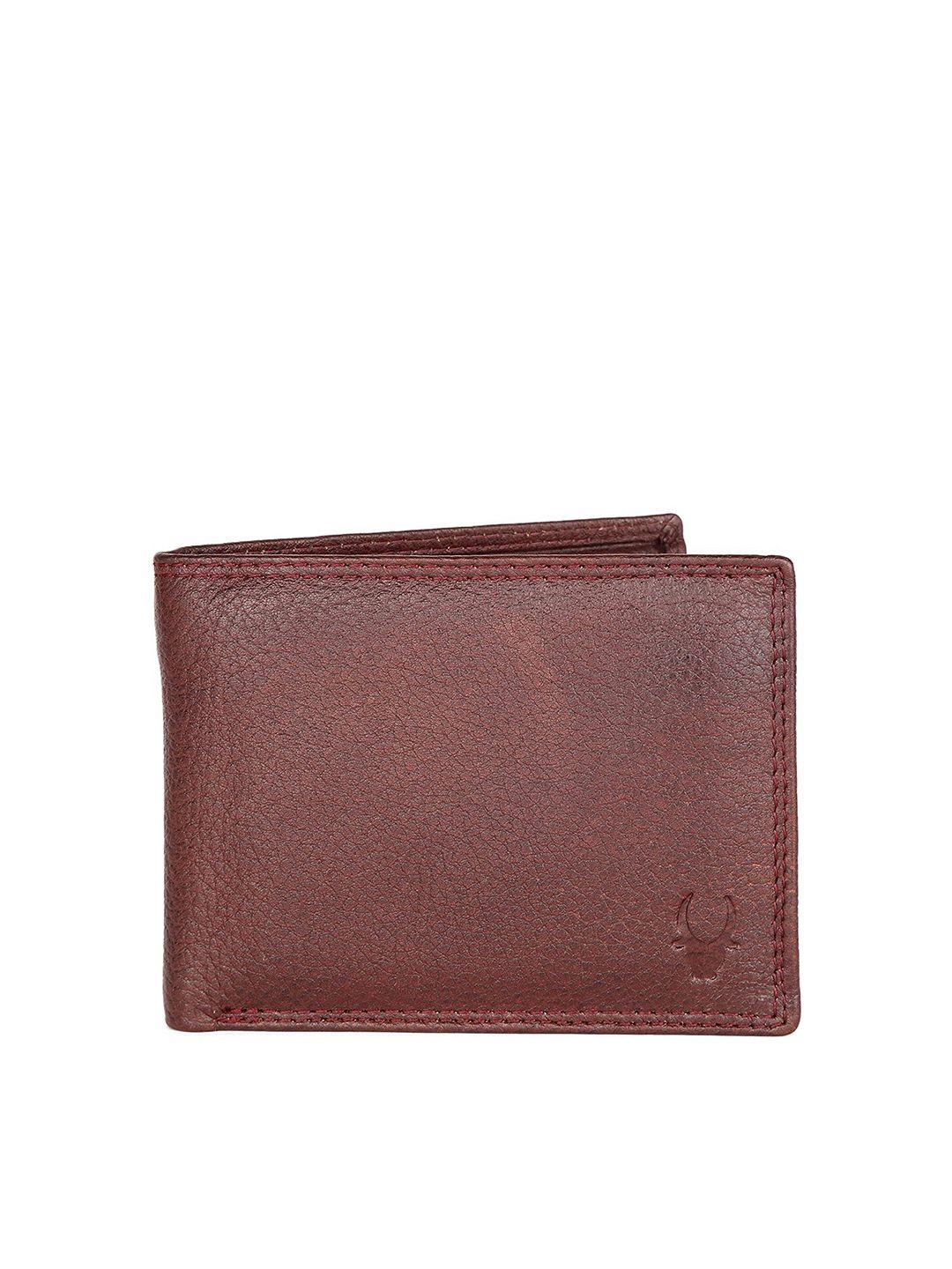 wildhorn men maroon solid rfid leather two fold wallet