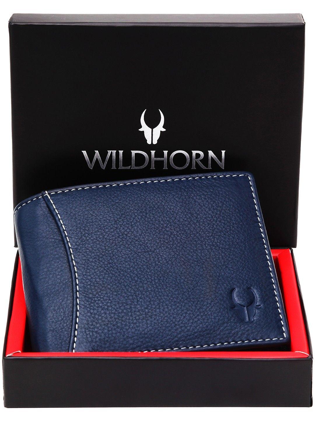 wildhorn men navy genuine leather wallet