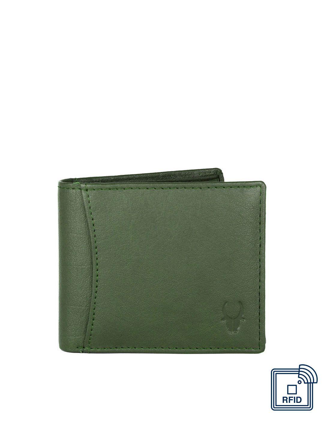 wildhorn men olive green solid two fold wallet
