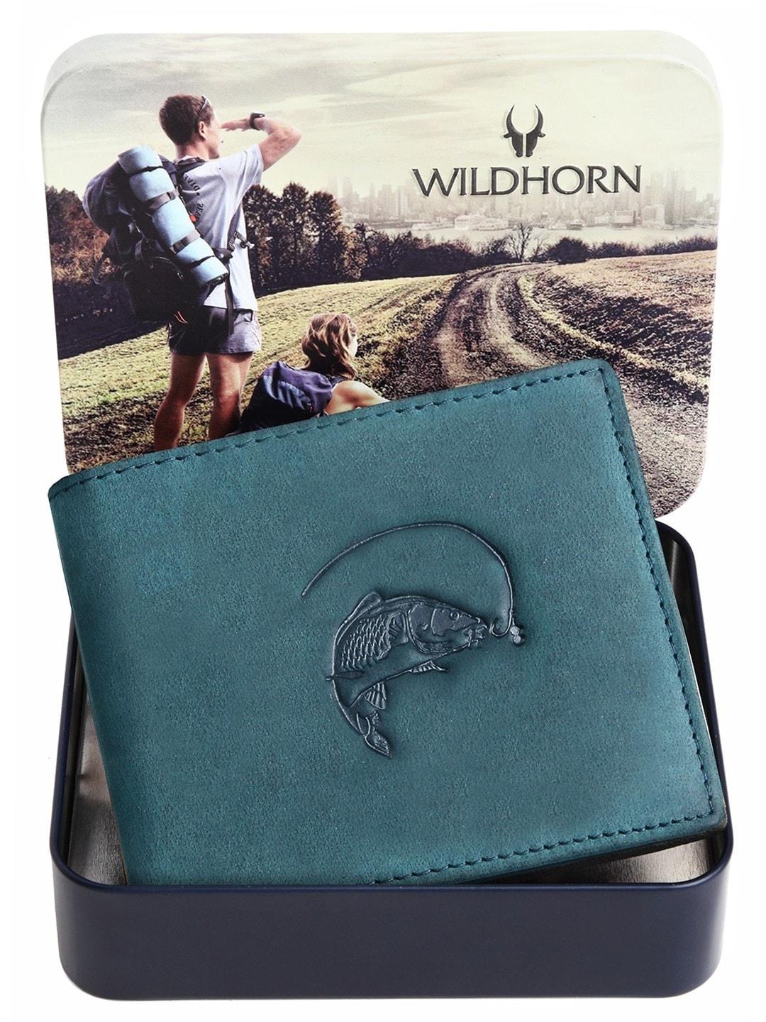 wildhorn men sea green leather two fold wallet with rfid