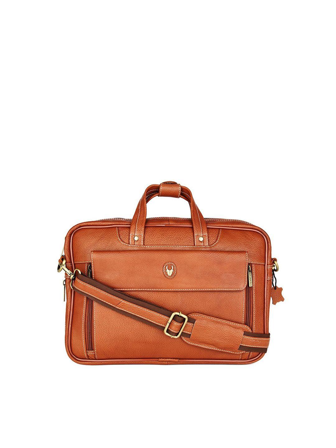 wildhorn men tan brown leather 15" laptop bag