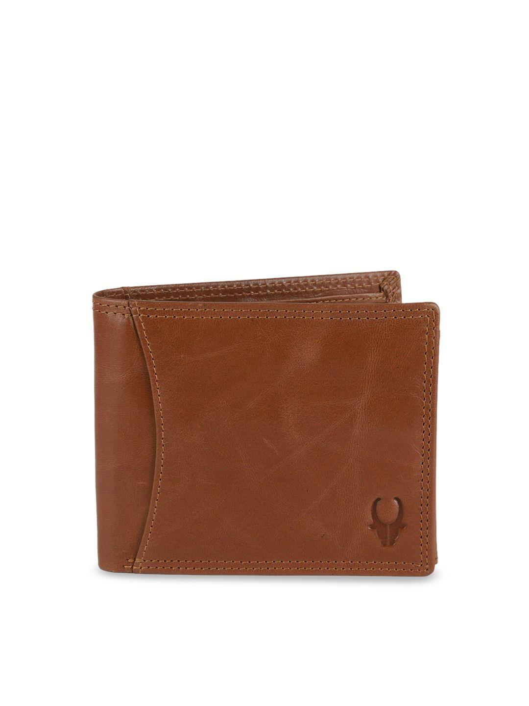 wildhorn men tan brown rfid protected genuine leather hand-stitched solid two fold wallet